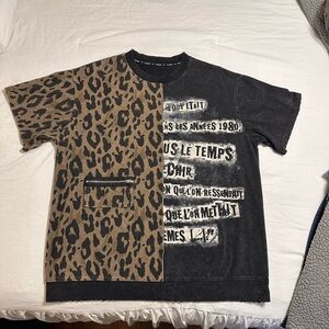Leopard Print and Black Graphic Women's Blouse